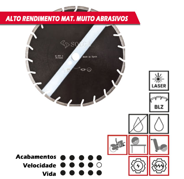 Disco corte de asfalto, Betão armado, Disco BLZ, segmento laser, Disco de corte de betão armado, concreto, Cortadoras de pavimentos, Juntas de dilatação, Disco diamantados Solga Disco corte de asfalto, Betão armado, Disco BLZ, segmento laser, Disco de corte de betão armado, concreto, Cortadoras de pavimentos, Juntas de dilatação, Disco diamantados Solga