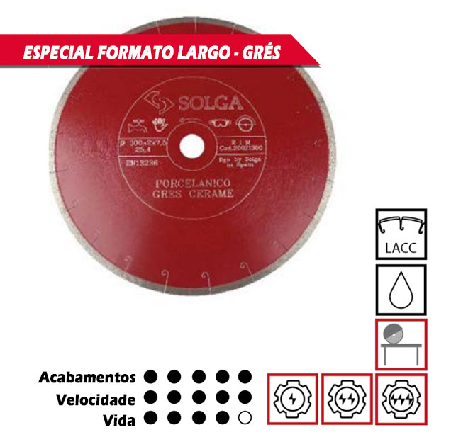 Disco corte de Grés, Disco LACC Porcelânico Plus, Discos de corte húmido Porcelânico, Solga, Red Series, Serras de corte de mesa, Água, Cerâmica, Azulejos, Discos Diamantados, Diamante, Cortadoras Húmidas Disco LACC, Extra Diamante, Fino, Porcelânico Plus, Discos de corte húmido Porcelânico, Solga, Red Series, Serras de corte de mesa, Água, Cerâmica, Azulejos, Discos Diamantados, Diamante, Cortadoras Húmidas, DISCO-HUMIDO-LACC-PORCELANICO-PLUS SOLGA