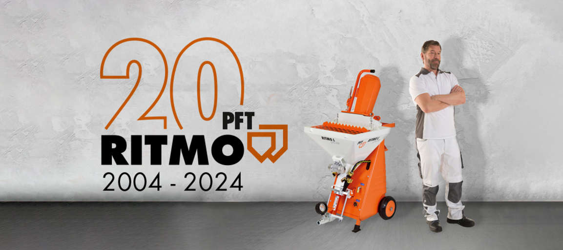 20 anos de PFT Ritmo, 2004 - 2024, Maquina de reboco, Gesso, Maquinas de Reboco projetado 20 anos de PFT Ritmo, 2004 - 2024, Maquina de reboco, Gesso, Maquinas de Reboco projetado