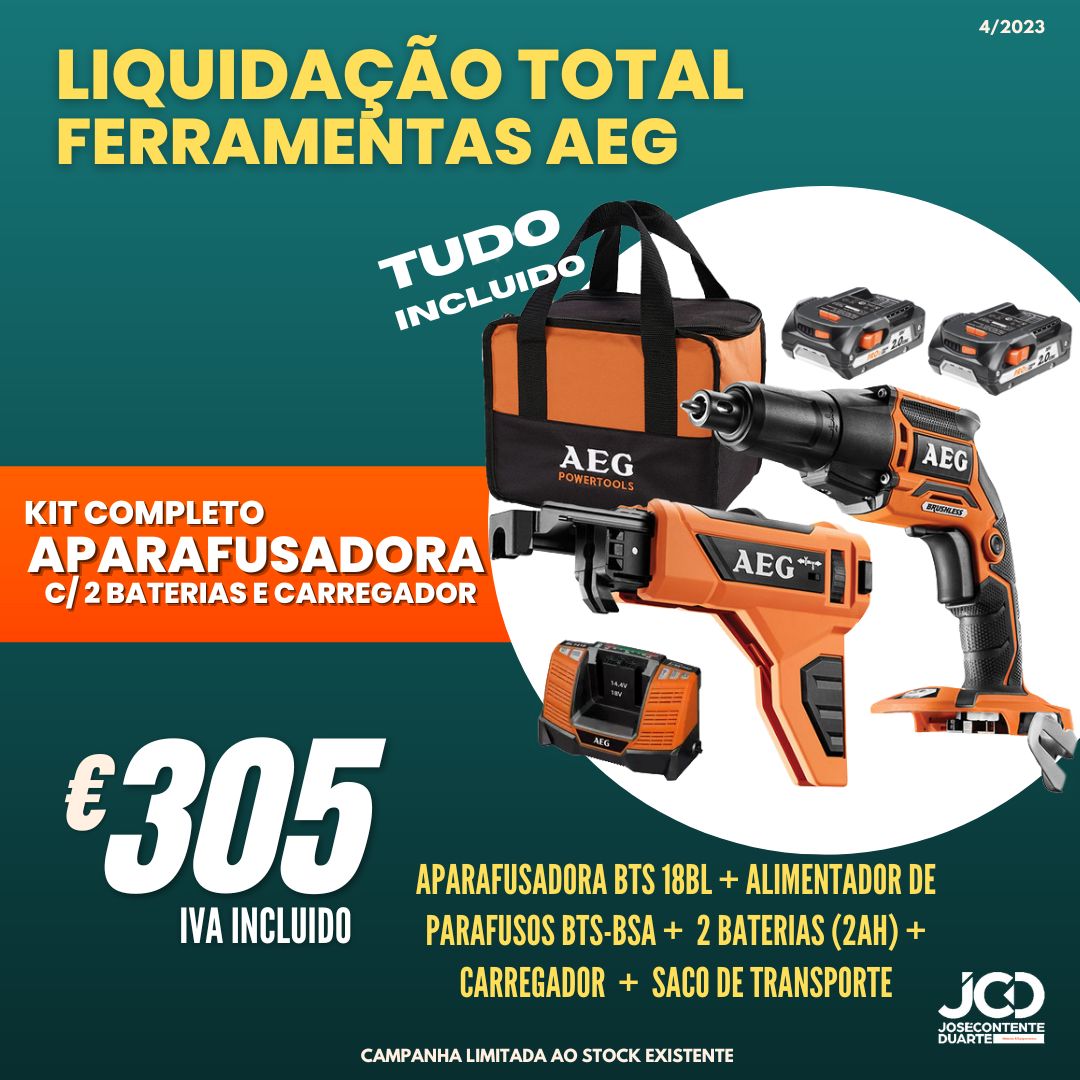Kit completo aparafusadora sem fio AEG, alimentador de parafusos, Pladur, Ferramentas, ferramentas para a construção, Preços Baixos, Aparafusadores, Placas de gesso, Drywall Kit completo aparafusadora sem fio AEG, alimentador de parafusos, Pladur, Ferramentas, ferramentas para a construção, Preços Baixos, Aparafusadores, Placas de gesso, Drywall
