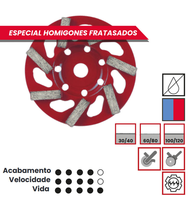 Mó de desbaste, Coroa Boomerang, Red Series, Solga, Mós, Coroas, Desbaste Materiais duros, Alto rendimento, Coroas, Mós, Desbaste Material Duro, Mós Diamantadas Solga, Desbastadoras, Mó de desbaste, Lixadoras, Betão, Granito, Pavimentos, coroas diamantadas