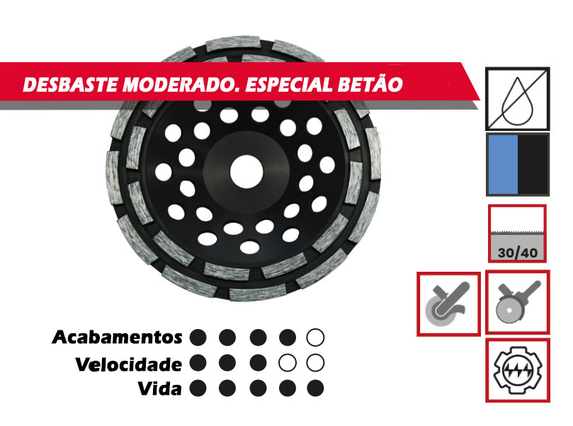 Coroa de Fileira dupla, Mos de desbaste, Mós desbastadoras, Material Universal, Superfícies abrasivas, Blue series, betão, Pedra, Solga Coroa de Fileira dupla, Mos de desbaste, Mós desbastadoras, Material Universal, Superfícies abrasivas, Blue series, betão, Pedra, Solga