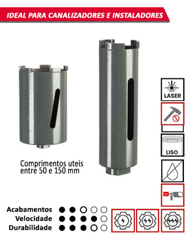 Coroas para caroteadoras, brocas diamantadas, Solga, Brocas para alvenaria Coroas para caroteadoras, brocas diamantadas, Solga, Brocas para alvenaria