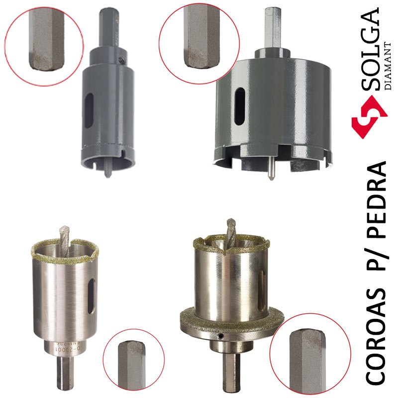 Brocas para Pedra, Granito, Marmore, Solga Diamant, Coroas Diamantadas Solga, Brocas diamante, Caroteadoras, perfuração, Pedra Natural, Diamante, Abrasivos, Perfuração de Pedra Natural, Brocas Ocas