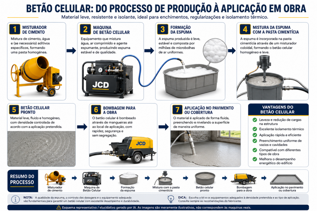 betao celular, espuma, esquema, imagem, ChatGPT Image 2026 infografico